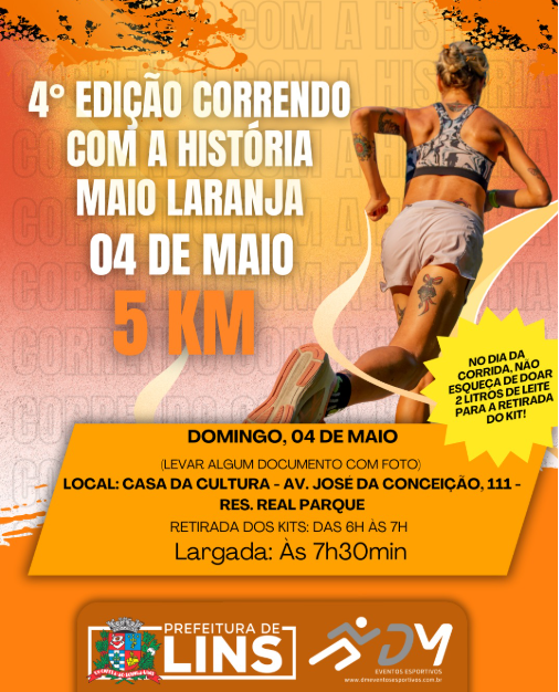 4º EDIÇÃO CORRENDO COM A HISTÓRIA MAIO LARANJA